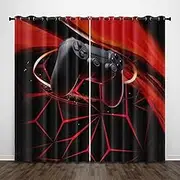 Exquisite Kids Blackout Curtains red Technology Lines Handle 104x94 Inch Bedroom Eyelet Thermal Insulated Room Darkening Printed Curtains for Nursery,Set of 2 Panels
