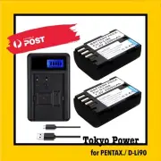 2x 2300mAh Battery + USB Charger for Pentax D-LI90,645D 645Z K-01 K-1