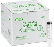 AHS 60cc 60ml Syringe Luer Slip Tip Sterile 25/BX