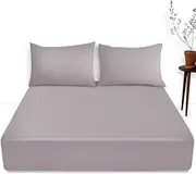 King Size Deep Fitted Sheet- 16"/40 cm Anti Allergy Bedding Sheet- Polycotton Fabric Deep Pocket Bottom Sheet- Grey