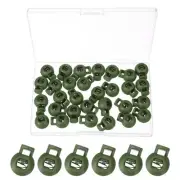 30 Pcs Round Cord Lock Spring Loaded Toggle Stoppers with Box Navy Green