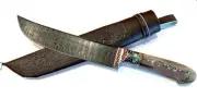 UZBEK NATIONAL KNIFE PCHAK HQ 100% HANDMADE DAMASCUS STEEL HORN (ARHAR) (646)