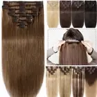 8 Pieces Clip In Real Remy Human Hair Extensions Full Head Russian Straight Weft