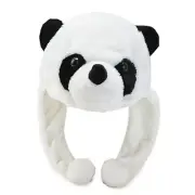 Cartoon Plush Panda Beanie Hat Long Strap Warm Earflap Stuffed