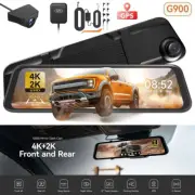 4K+2K 12" Touch Screen Dash Cam Mirror GPS Car Rearview Dual Camera Park Monitor