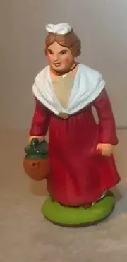 NEW Mireille with pitcher in red dress, 7 cm Santons Didier from France