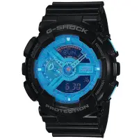 在飛比找Yahoo奇摩購物中心優惠-CASIO G-SHOCK 超重型戰機雙顯運動錶-藍黑-GA