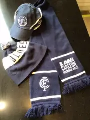 afl memorabilia carlton blues hat,scarf,beanie set
