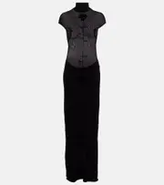 [Jean Paul Gaultier] Jean Paul Gaultier Velvet jersey maxi dress AU 8 black