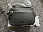 TRENT NATHAN Black Crossbody Shoulder Leather ‘Alana’ Camera Bag RRP $180