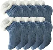 [Jaksairos] Fuzzy Slipper Shoes Socks 5/10 Packs Winter Fleece-Lined Thickened Thermal Glue Floor Socks Indoor Socks Cover