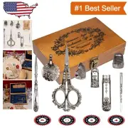 Complete Victorian Sewing Gift Set: Antique Scissors, Thread Cutter & More