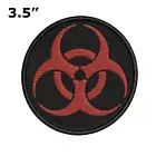 BIOHAZARD SYMBOL embroidered iron-on PATCH BLACK WARNING LOGO ZOMBIE APOCALYPSE