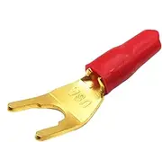 Fork Spade Connectors | Y Plug Spade Speaker Cable Connector - Gold Plated Screw Locking Adapter for Speaker Wire, Home Theater, Audio Receiver, Video Receiver
