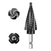 M35 Step Drill Bit, 1/4" to 3/4"(9 Steps) Four Spiral Flutes Cobalt Unibit Step