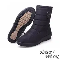 在飛比找森森購物網優惠-【HAPPY WALK】輕量時尚釦飾雙層防水防滑加厚保暖雪靴