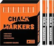 SILENART Chalk Markers - Vibrant 8 Pack - Dry Erase Markers Pen - Liquid Chalk Markers for Blackboard Chalk Board Windows Glass Acrylic Calendar Board - Erasable Chalk Marker (Orange)