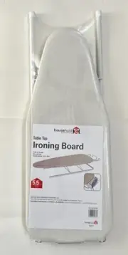 Household Essentials Table Top Ironing Board with Iron Rest, Wood Top, Metal Leg