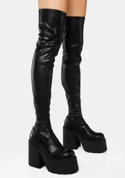 [Windsor Smith] Disguise Black Stretch Thigh-High Boots