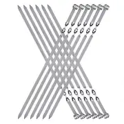 【NEW-2024】Large Metal Skewers For Grilling Shish Kebab Skewers 22 inch Skewer...