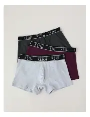 [Kenji] 3 Pack Plain Trunks in Cherry Lacquer