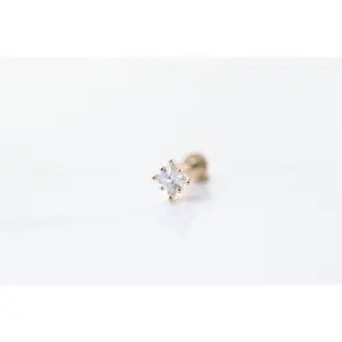 14K Six Prong Setting Piercing ( L SIZE) 六爪菱形鑽鎖珠耳環 (大) (前鎖款)