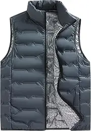 [Mkjuuior] Men's Winter Vest Sleeveless Puffer Jacket Graphene Liner Stand Collar Warm Down Gilet Coats
