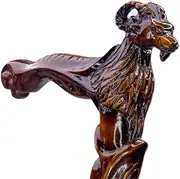 Wooden Goat Engraved Hand Carved Cane - Premium Wood Carved Walking Stick Cane with Ergonomic Palm Grip Handle - 36" Brown Handmade Elegant Carved Walking Stick for Men Women