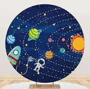Yeele 6.5x6.5ft Solar System Outer Space Round Backdrop Rocket Planet Universe Galaxy Cosmic Astronaut Photography Background for Kids Birthday Party Decoration Banner Planets Educational Supplies