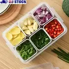 Vegetable Onion Clear Fridge Organizer Storage Box 6 Grids Drain Basket