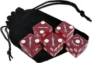 Authentic Las Vegas Casino Dice Craps Stick Sets with Matching Serial Numbers 5-Dice Plus Storage Pouch - Stratosphere (Red Frosted)