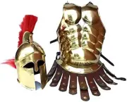 Medieval Armor Brass Corinthian Helmet & Muscle Body Armor Cuirass Jacket Hallow