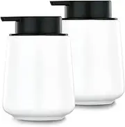 Eyrozia 12Oz White Soap Dispenser - Ceramic Lotion Hand Soap Dispenser Set with Easy-to-Press Pump, Refillable Liquid Hand Soap Dispenser for Bathroom, Dish Soap Dispenser for Kitchen, 2 Pack