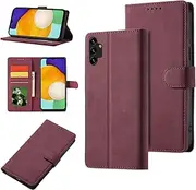 [YocoverTech] Case for Samsung A04S Wallet Case,for Galaxy A04S Case[6.5"] Retro Matte PU Leather Wallet Flip Cover with RFID Blocking Card Slots Magnetic Closure Kickstand Cover-Wine Red