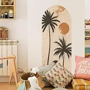 Runtoo Large Boho Arch Wall Art Decal Backdrop Palm Tree Modern Simple Wall Stickers for Bedroom Headboard Living Room Nursery Office Home Decor