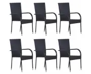 vidaXL Stackable Outdoor Chairs 6 pcs Poly Rattan Black