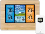JSEIAJB Weather Station Wall Clock Indoor Outdoor Temperature Humidity Barometer Alarm Clock Moon Phase
