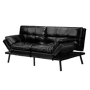 Oikiture Sofa Bed Recliner Lounge Convertible Leather Couch Black