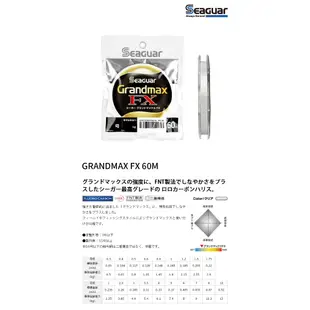 SEAGUAR GRANDMAX FX 60M [漁拓釣具] [碳纖線] [子線]