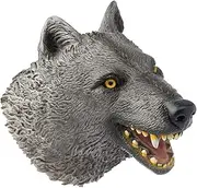 Soft Natural Latex Rubber Animal Hand Puppet Set for Kids Role Play（Wolf）