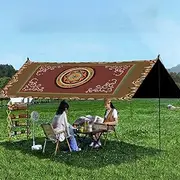 Tibetan Auspicious Pattern Printed Sun-Proof Canopy, Thickened Camping Awning