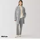 MUJI Labo Women’s M Wool Cashmere Blend Collarless Coat Light Gray Japan New w/T