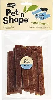 Pet 'N Shape 100-Percent Natural Lamb Jerky Strip Natural Dog Treats, 3-Ounce, Single-Pack
