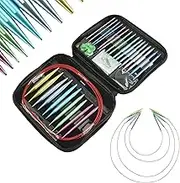 LAYOER Interchangeable Knitting Needle Set 2.75mm-10mm 13 Sizes Aluminum Circular Knitting