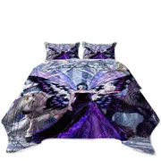 Snowy Forest Owls Horses and Purple Fairy Queen Coverlet