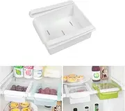 EZONEDEAL Fridge Drawer Organizer, Retractable Drawer Refrigerator Storage Box, Unique Design Pull Out Bins, Fridge Shelf Holder Storage Box, Small Size, Fit for Fridge Shelf (White)