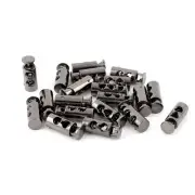 20 Pcs Gray Spring Loaded 5mm Dia Dual Holes Cord Locks Stoppers Toggles