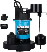 1/3HP Sump Pump Submersible 2510GPH, Vertical Float Switch Automatic Utility Pum