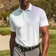 Men's Geometic Golf Polo Sports Polo Shirts Short Sleeve Polo Shirts Collared Shirts Sportswear Casual Athleisure Daily Wear Buttons Summer Light Green Red Blu