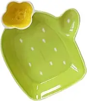 Alipis Dumpling Plate with Sauce Dish Cactus Modeling Plate Dividing Serving Dish for Snacks Chips and Dip